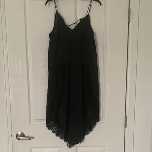 Elegant Black Lace 100% silk nightgown, size M